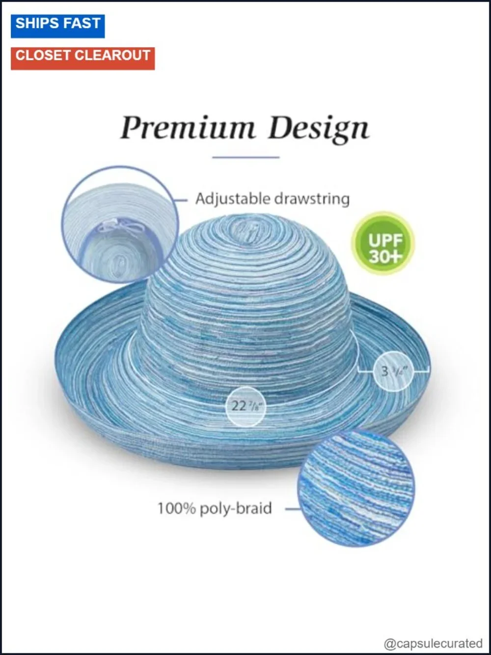 UPF 30+ Wide Brim Sun Hat - Packable Travel Beach
